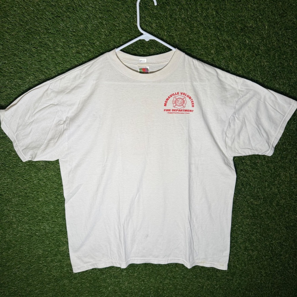 Monaville Volunteer Fire Department Graphic T Shirt XL Red Spellout Support Care